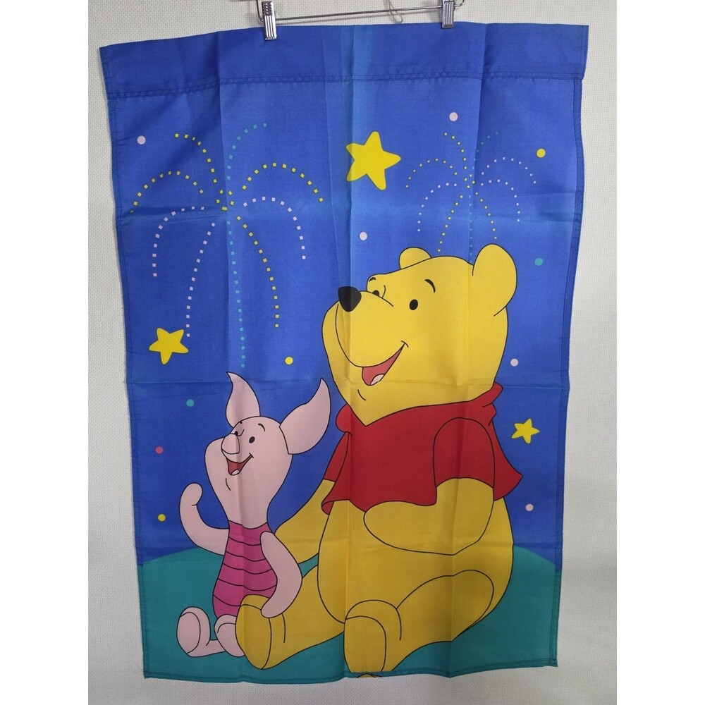 Vintage Retro Disney Winnie the Pooh And Piglet Fireworks Stars Blue Flag